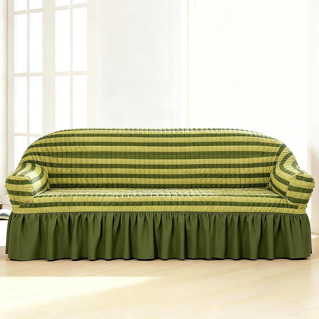Four Seasons Wind Bubble Gauze Sofa Skirt, Thick & Fully Wrapped, High-End Elastic Cover for Lazy Person