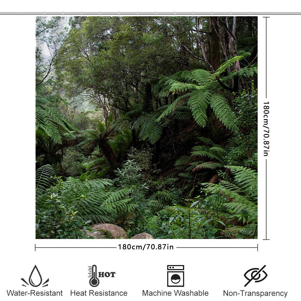 Regenwaldgrün Duschvorhang Moderne Badezimmerdeko für den Heimbadebereich Wasserdichter Stoff Größe Anpassbar