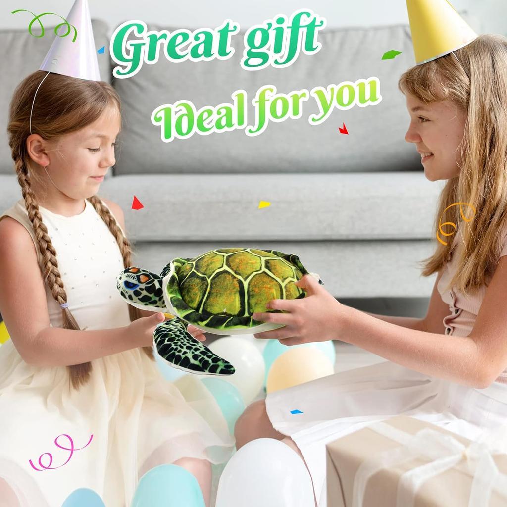 Athoinsu Realistic Stuffed Animal Sea Turtle Soft Plush Toy Ocean Life Tortoise Throw Pillow Birthday Plushie Gifts for Toddler Kids Boys and Girls,