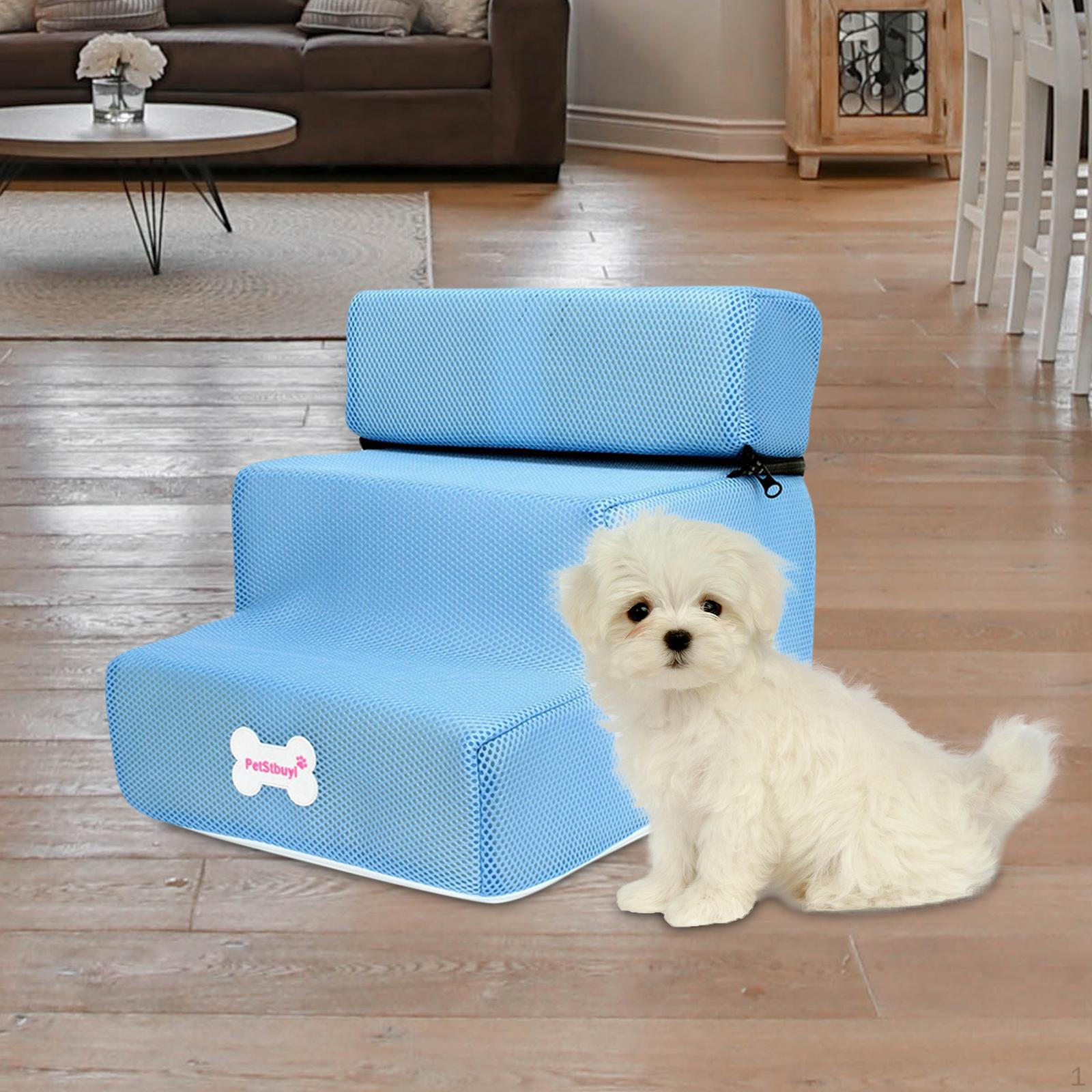 

Dog Stairs Steps Ladder Cat Ramp Detachable Top for Small Large Medium Pet Blue 35cmx30cmx30cm