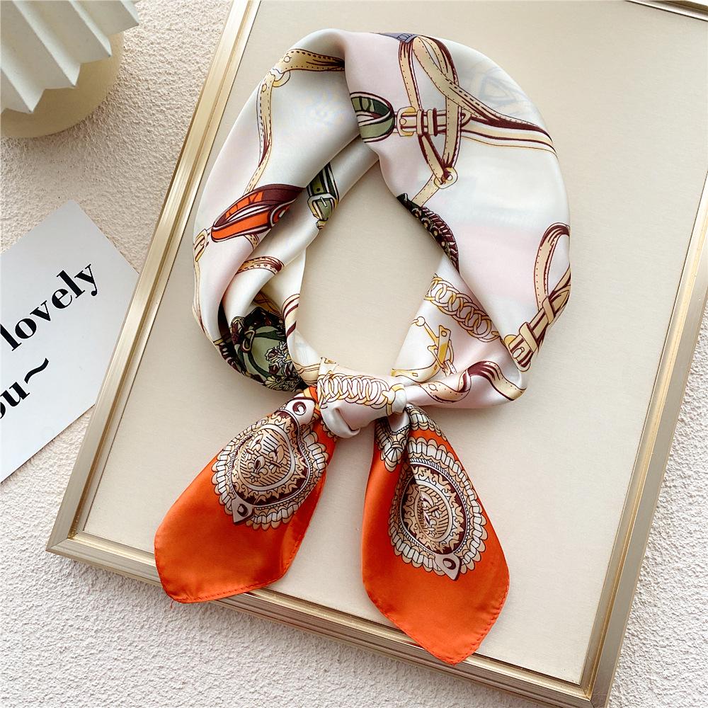 70 Small Square Silk Scarf: Women's Retro Chic Sunscreen Neck, Head, or Wrist Scarf In Korean Style for Autumn and Winter