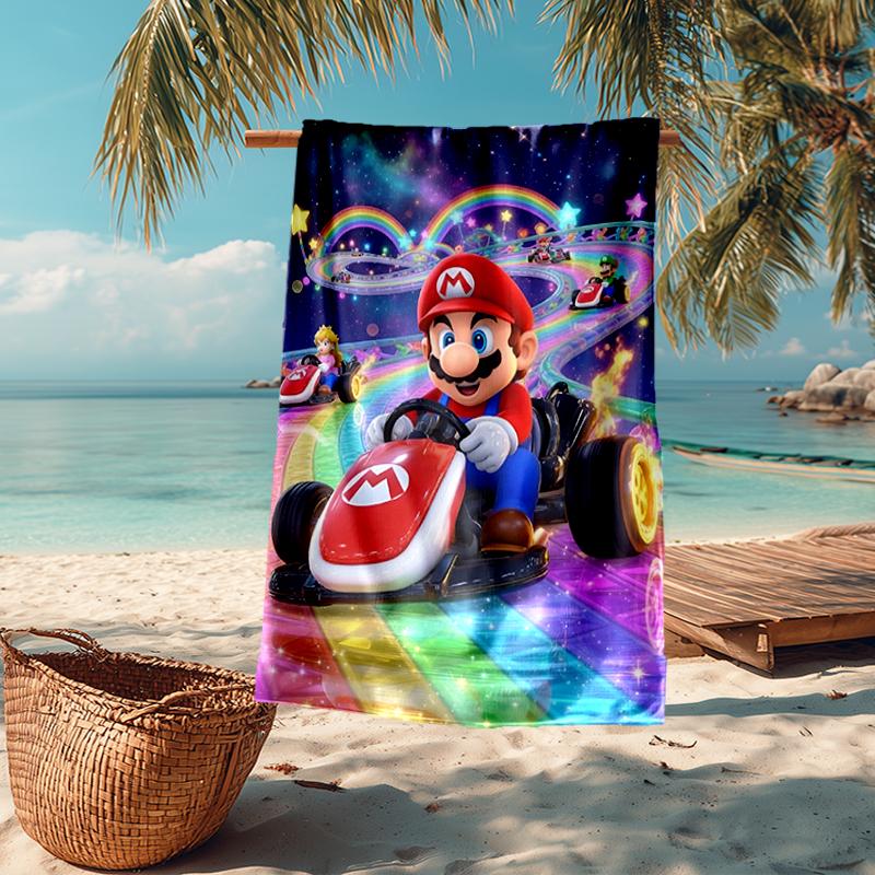Ultra-Soft Beach Towel with Mario Theme,Ideal for Pool - Camping, Diving - Perfect Travel Essential, Vibrant Beach Towel.