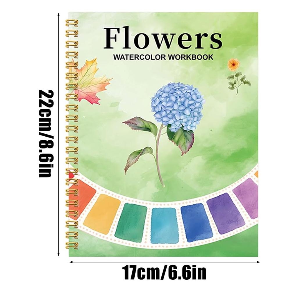 Watercolor Workbook Painting Book 12 Colors & Brush Educational Color Drawing Pages Painting Kit For Practice Your Painting