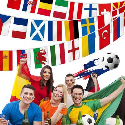 2025 World Flags Polyester 10M International Flags 24 Countries Hanging String Flags for Party Decorations Bars Sports Clubs