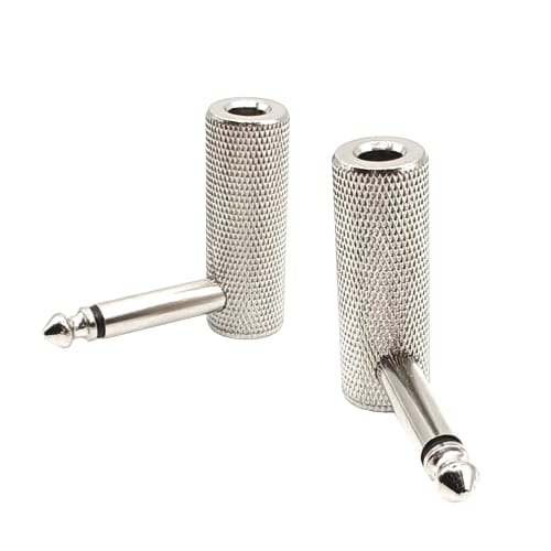 1/4" 6.35mm Right Angle Adapter Male To Female 90 Degree TS Connector for Guitar, Brass, 2pcs