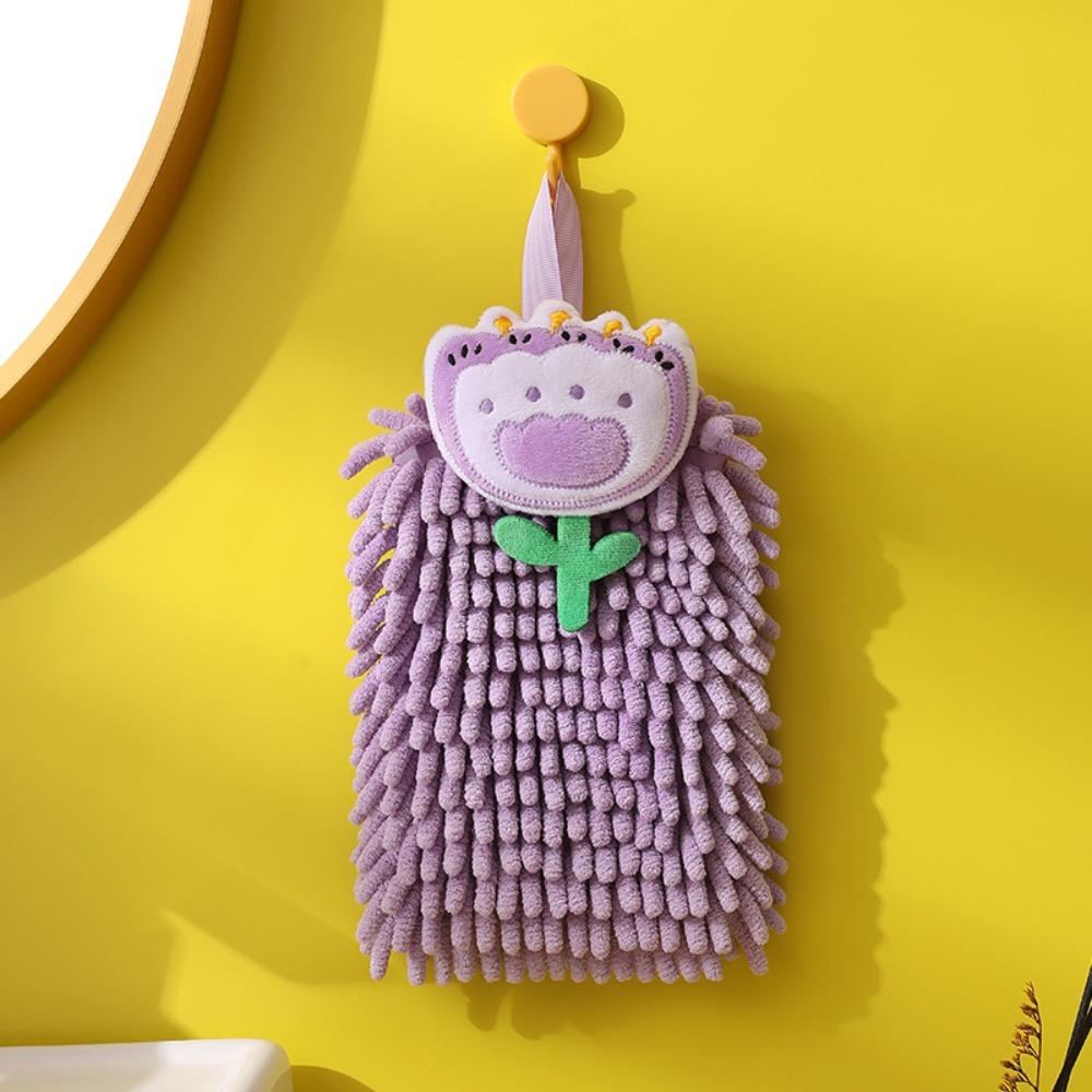 

Полотенца для рук с рисунком в виде цветов тюльпанов из шенилла с петлями для подвешивания, быстросохнущие полотенца для рук в виде шариков, мягкие, впитывающие, экологически чистые полотенца с рисунком в виде цветов тюльпанов фиолетовый