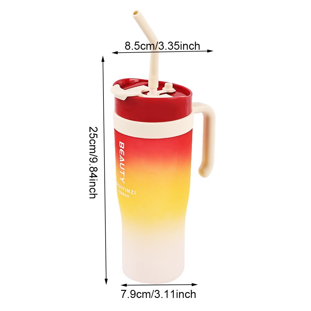 1200ml Gradient Water Cup with Handle & Straw Travel Tumbler Mug Leakproof Portable Gift for Boys Girls