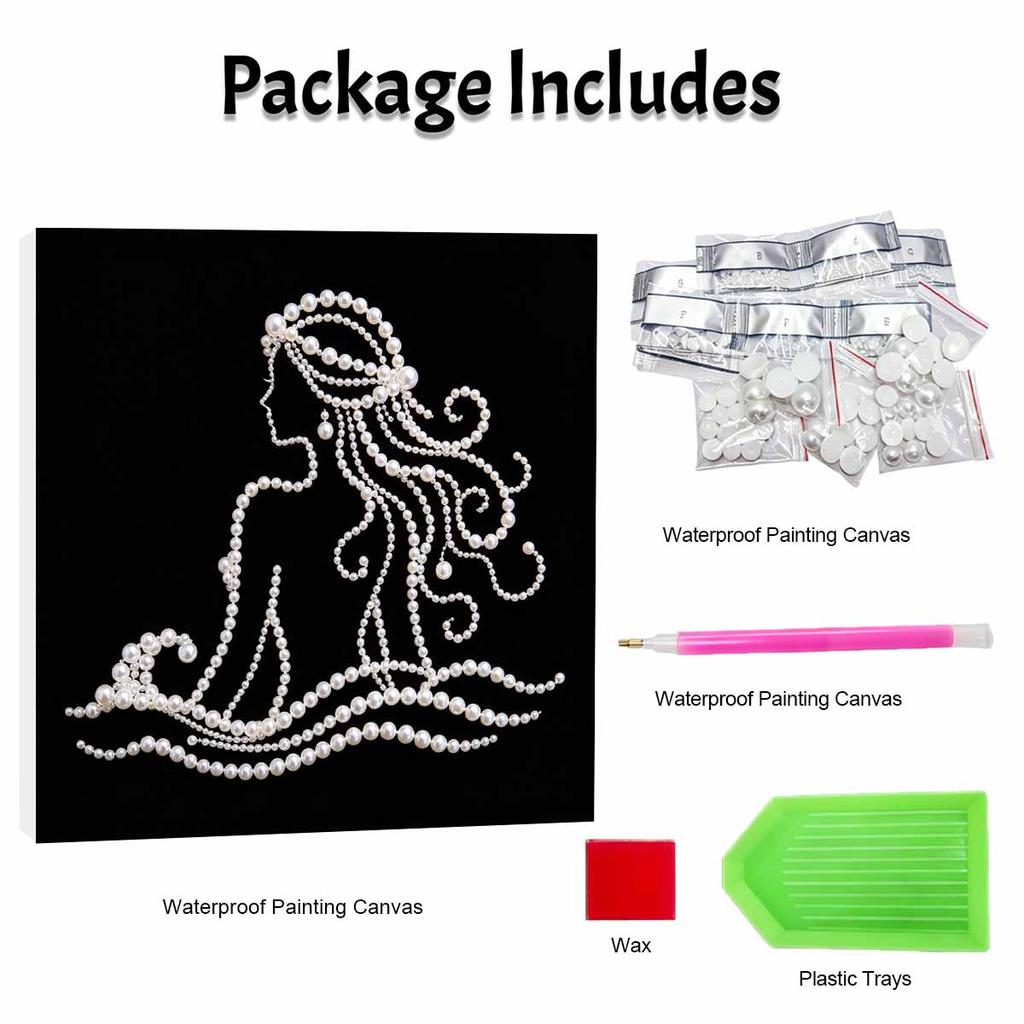 Elegant Mermaid Pearl Art Kit with Frame Sparkling Bead Canvas Cozy Home Decor Creative DIY Craft Gift for Relaxation and Wall Art