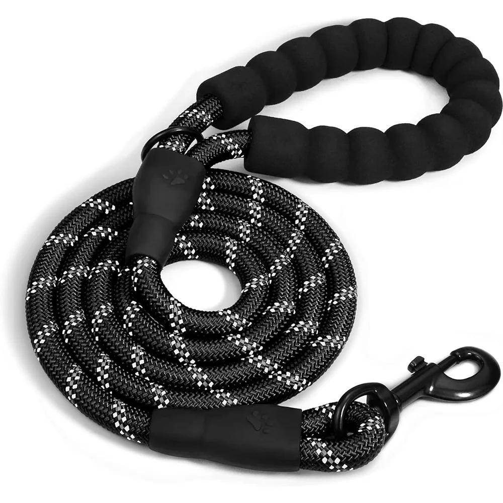1.2cm 150cm/300cm Heavy Duty Nylon Braided Rope Dog Leash Comfortable Padded Handle Reflective Leashes for Medium Large Dog