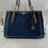 COACH Dreamer 2-Way Denim Collection Tote Bag Gold Hardware Logo Charm Authentic