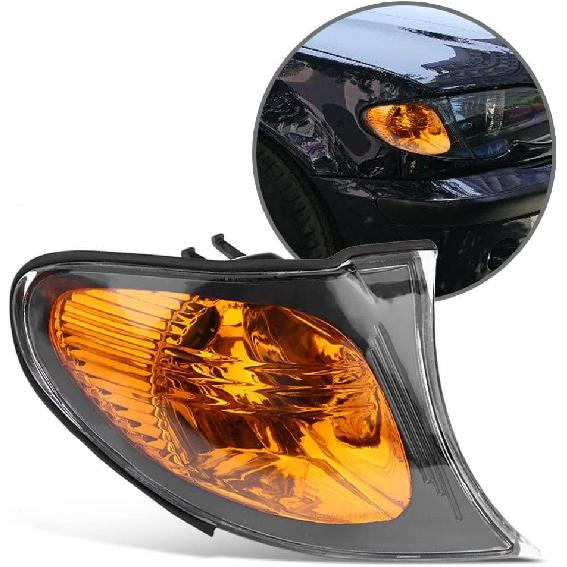 ARAMOX Corner Light Cover, A Pair of Corner Light Lens Turn Light Cover Yellow Lens Fitment for E46 3-Series 4DR 2002-200