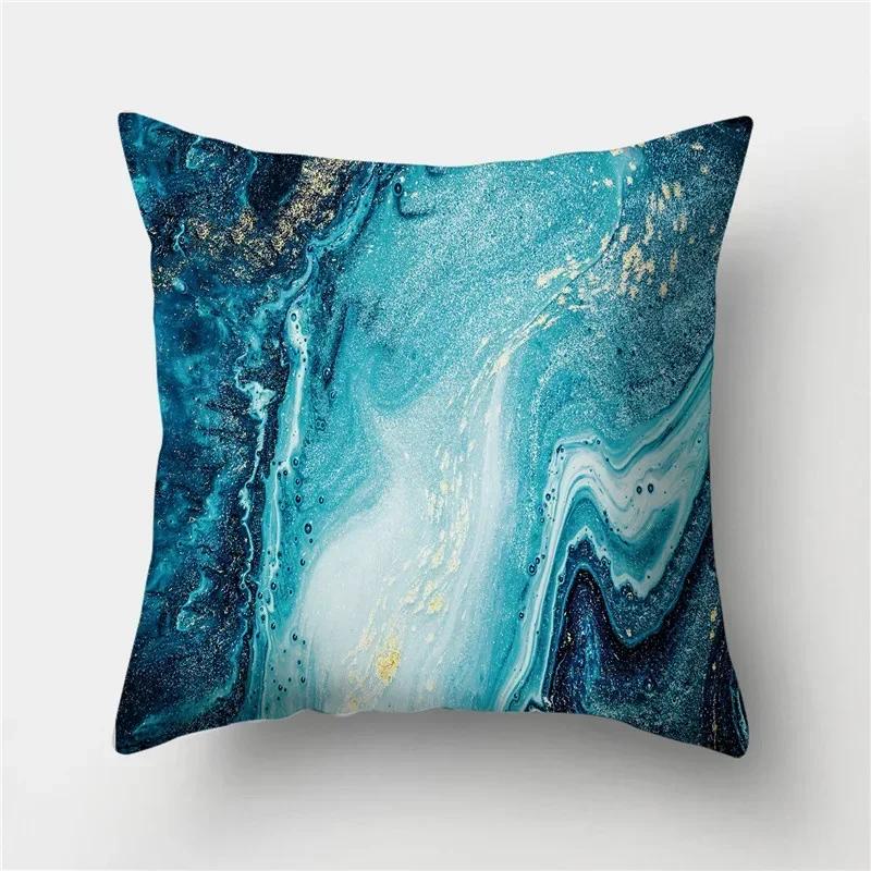 45*45 Marble Ocean Sea Pattern Polyester Throw Pillow Living Room Cushion Cover Home Decoration Sofa Decorative Pillowcase