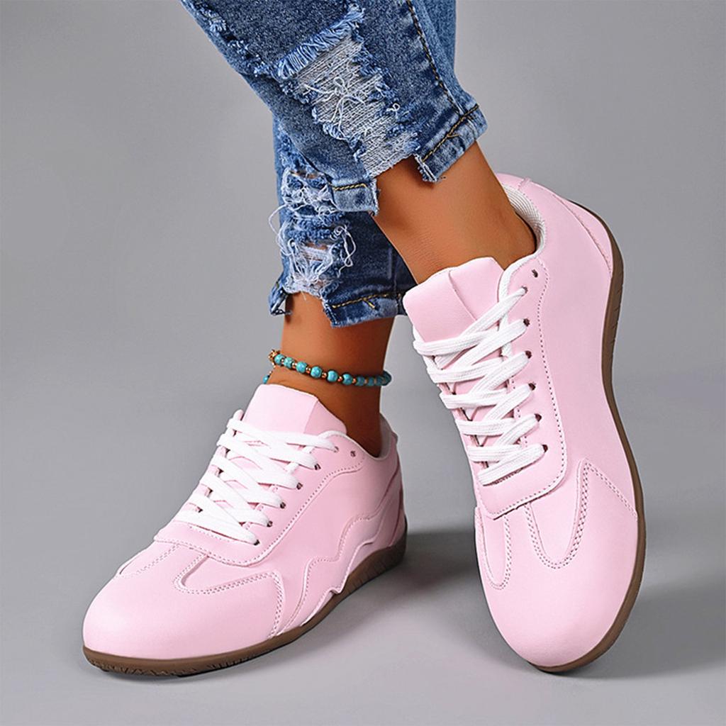 Damen Rund Zehen Schnürung Lässige Flache Schuhe Leicht Bequem Rutschfeste Sohle Langlebige Laufschuhe