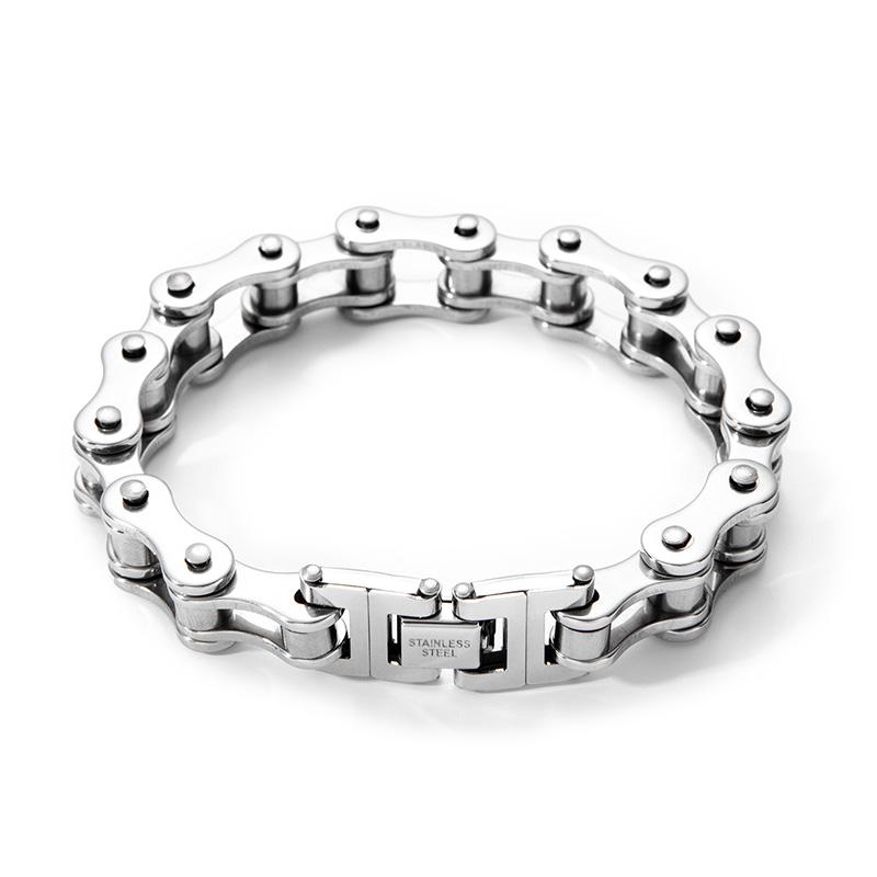 1Pcs Men's Stainless Steel Bracelet Creative Imitation Bicycle Chain Bracelet Trendy Punk Style Daily Wear Accessories