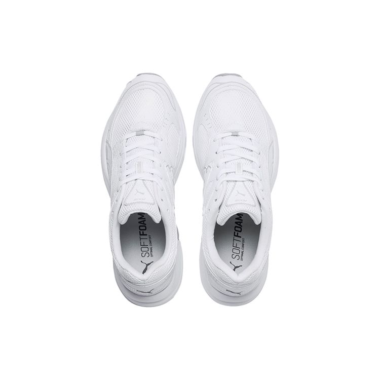 Puma Axis Round Toe Lace-Up Mesh Synthetic Leather Breathable Low-Top Running Shoes Unisex Sneaker White 368465-02