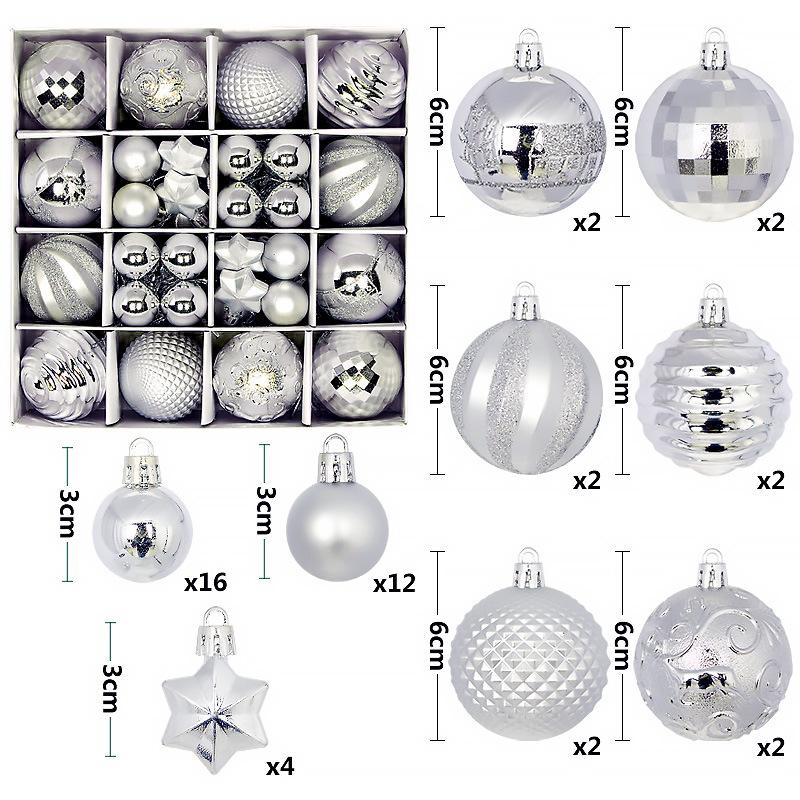 44Pcs Christmas Ball Ornament Set Big Xmas Tree Hanging Pendant Snowflake Merry Christmas Decoration 2025 New Year Party Gift