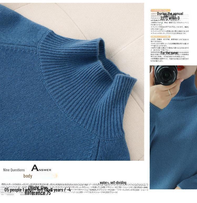 Wool-Blend Women's High Collar Raglan Sweater - 2024 Autumn/Winter Collection
