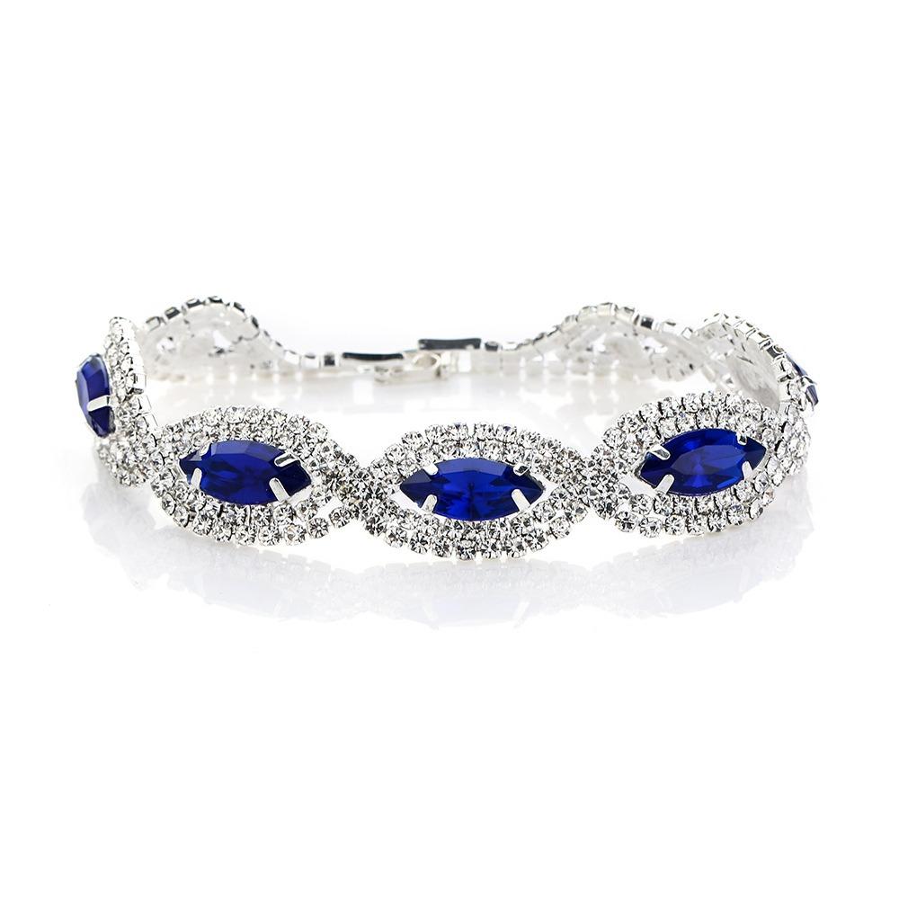 Sapphire Necklace Earrings Bracelet Four-piece Women's Jewelry Wedding Dress