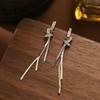 2024 New Silver Knotted Long Tassel Earrings: Elegant High-End Style for Women