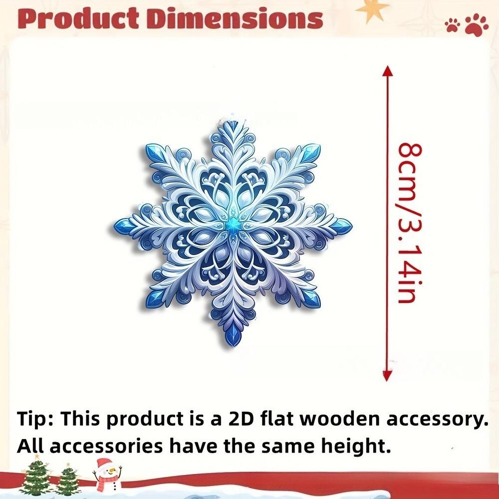 Blue Snowflake Wooden Ornaments Double-sided- Nordic Christmas Tree Decor & Cabinet Hanging for Holiday Home Party