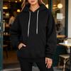 Women's Casual Long Sleeve Button Collar Hoodie with Pockets, Loose Fit Mid-Length