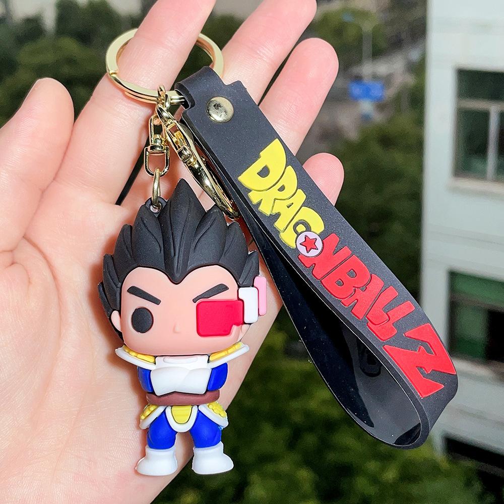 Anime Keychain PVC Cartoon Cartoon Figure Trunks Son Goku Piccolo Buu Vegeta Figures Key Chain Keyring Bag Decor