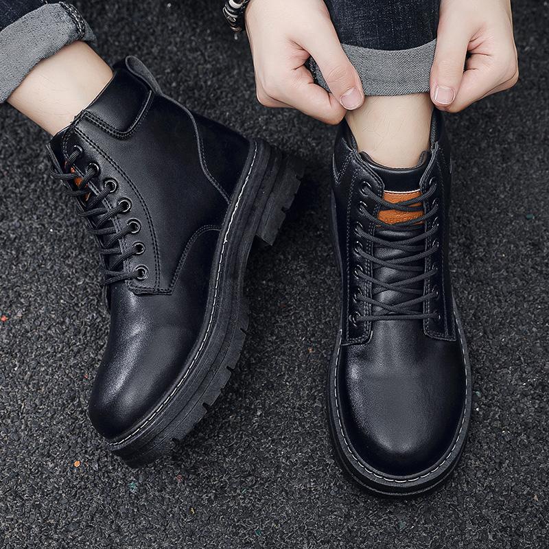New Trend Men's Autumn Winter Work Boots Hightop Shoes Hightcut Male Students Spring Walking Casual Boots