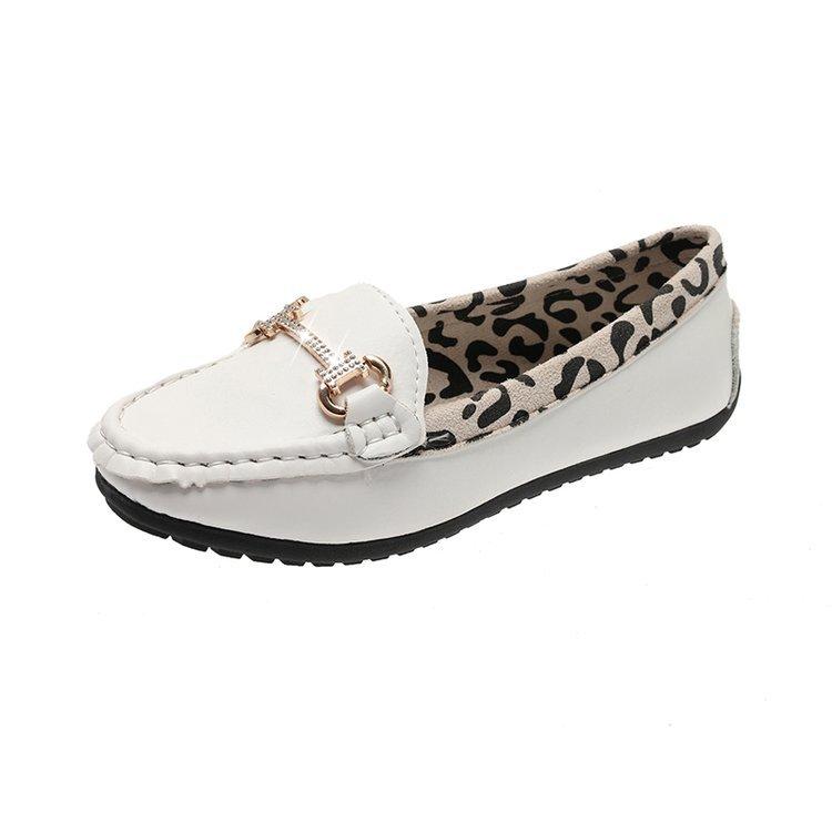 Doudou shoes women's 2025 spring and autumn new round head shallow mouth flat bottom leopard print single shoes women's mother shoes