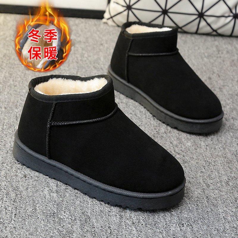 

Теплые зимние ботинки хлопковые ботинки 2024 зима новая зимняя обувь большой размер плоская подошва короткое голенище Северо-восточные хлопковые ботинки набивные и утолщенные 40 чёрный