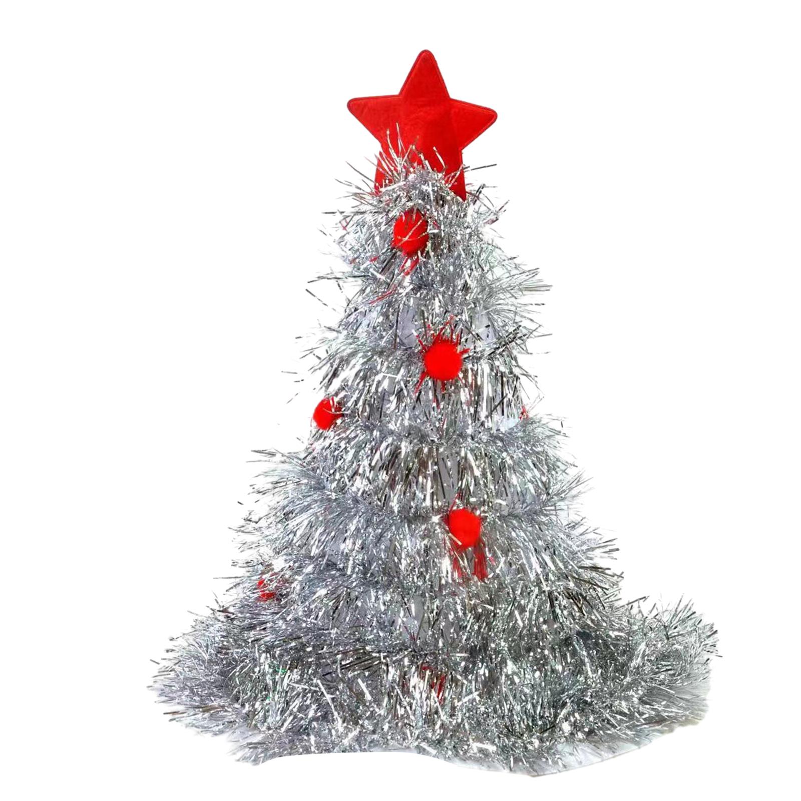 Christmas Tree Hat Decorative Sequins Santa Cap Festival Holiday Party Dress Up Unisex Santa Costume Hat for All Age серебряный