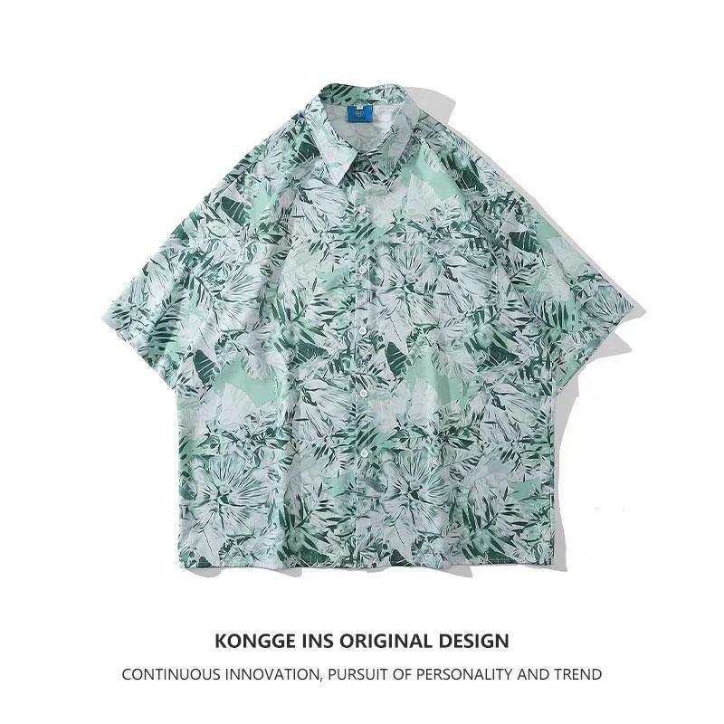 

Рубашка с короткими рукавами и винтажным принтом, мужская летняя модная рубашка, мужская и женская повседневная свободная рубашка большого размера, гавайская