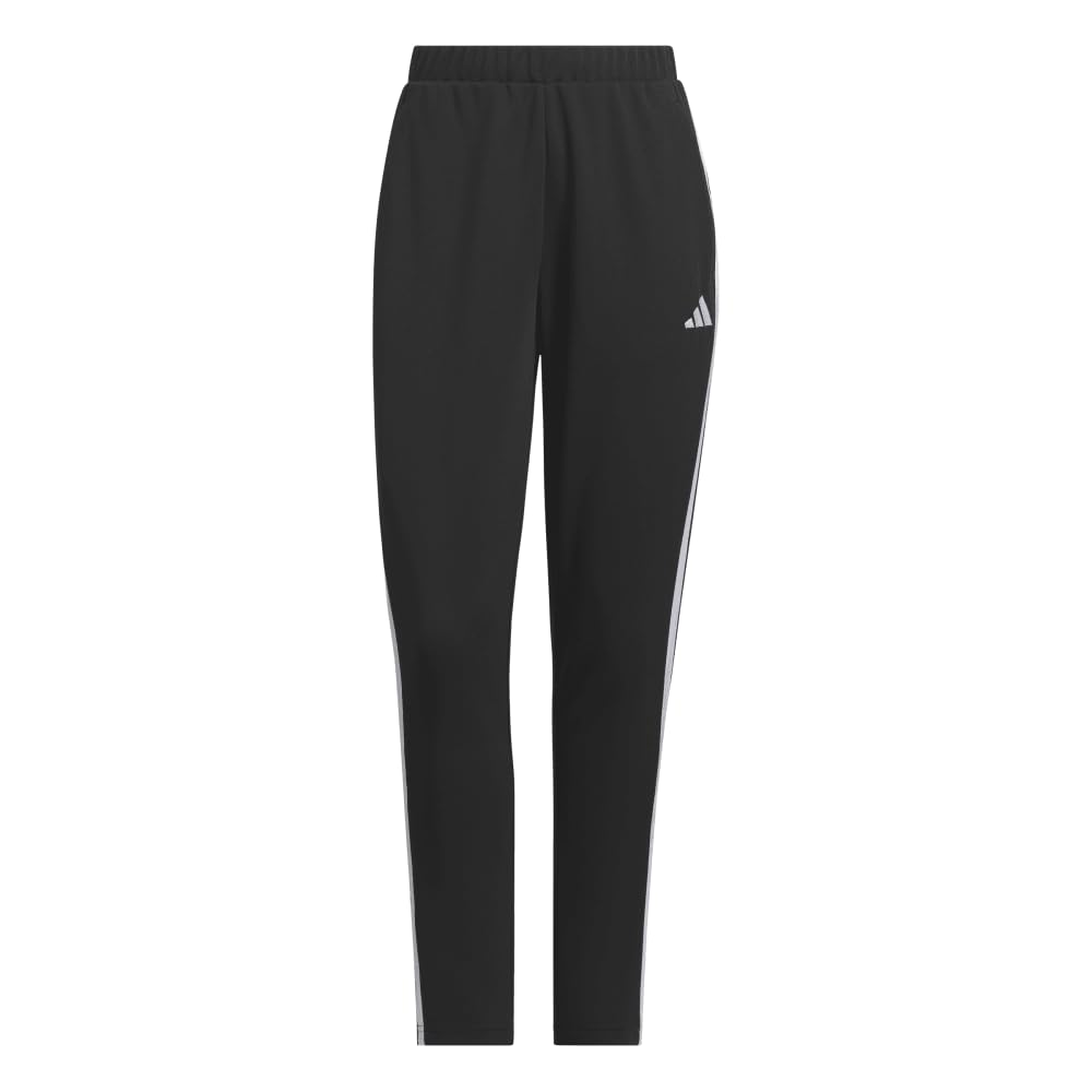 Adidas JVP36 Regular Fit Double Knit Track Size Women's 3-Stripes Pants, Black/White (JW9789), J/2XL