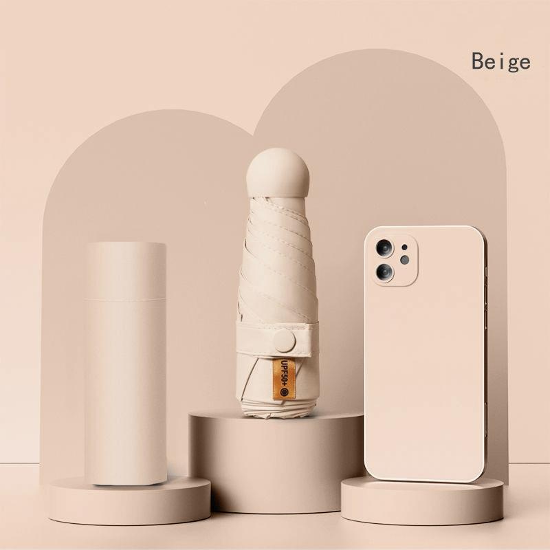 

UPF50+ Мини-капсульный складной зонт из винила, портативный зонт от солнца и дождя, УФ-защитный козырек, небольшой карманный зонтик для двойного использования