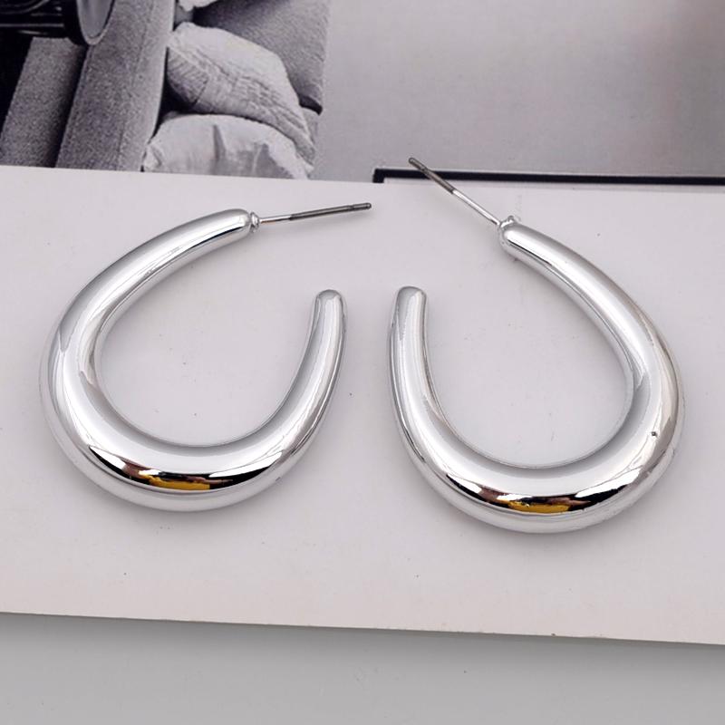 Retro Smooth U Shape Drop Earrings for Women European Simple Geometry Statement Dangle Earrings Wedding Party Jewelry Gift