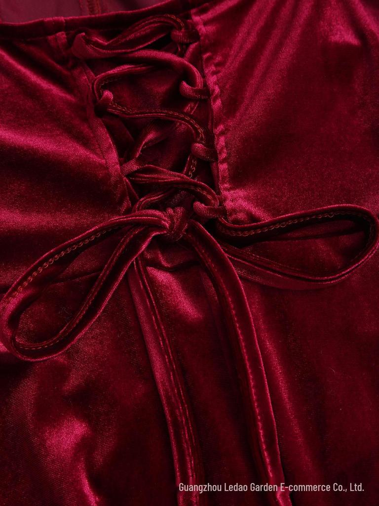 European-American Red Fishbone Retro Corset Dress for New Year's & Valentine's