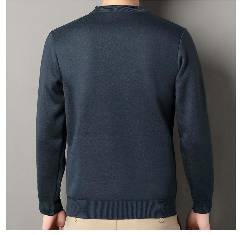 Gestreifter Winterpullover für Herren mit Fleecefutter - Rundhalsausschnitt, Dick & Warm, Gestrickte Basis