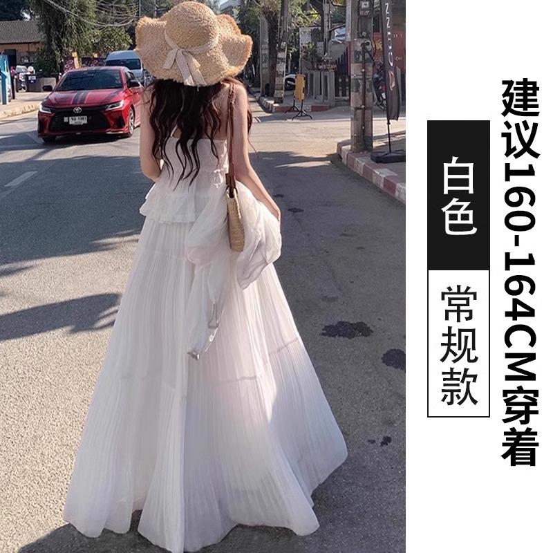 Women's Chiffon Elastic High Waist Pleated A-Line Flared Maxi Skirts Summer Flowy Boho Maxi Long Skirt Skort Comfy Relaxed Beach Vacation Clothes