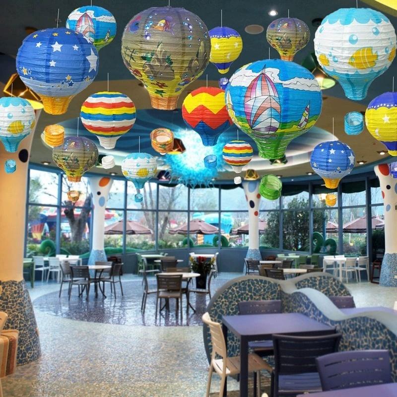 New 12inch Hot Air Balloon Paper Lantern Chinese Hanging Lantern Lamp Birthday Party Wedding Decor Lanterns Baby Showers