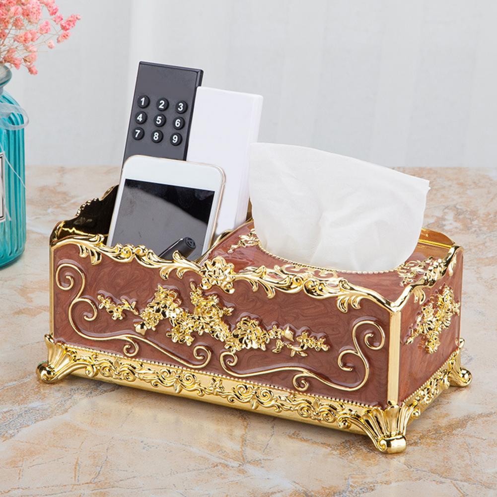 Tissuebox i nordisk stil med lock ABS Lätt lyx präglad design Servettfodral Elegant tissuebox med fjärrkontrollhållare