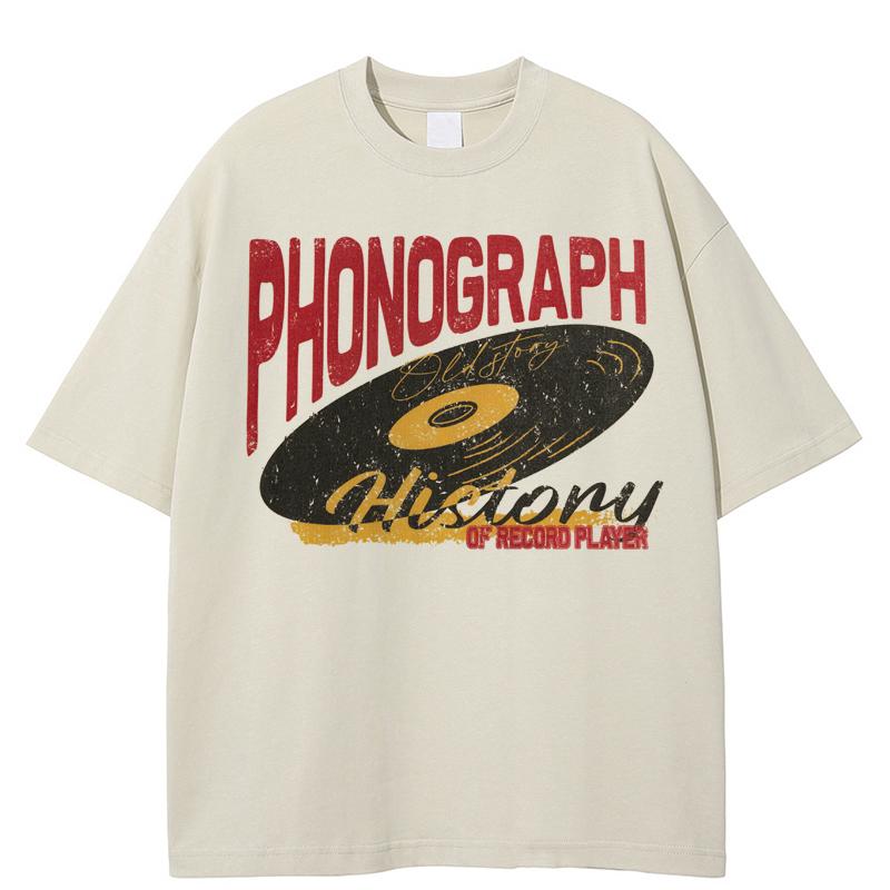 Графическая футболка PHONOGRAPH с принтом на обеих сторонах Хлопковая футболка Унисекс Топы Футболки Рубашки с коротким рукавом S хаки 1990₽