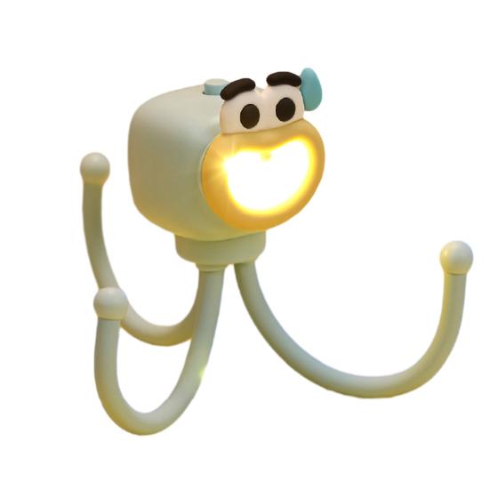 Cartoon Octopus Desk Lamp with Phone Stand Warm Glow Night Light DIY Poseable Decor Unique Funny Gift for Kids Adults