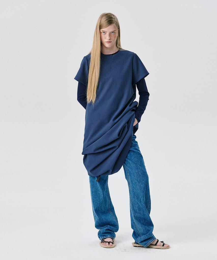 Bundercammer Short Sleeve Ponte Dress_Smoke Blue