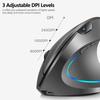 Vertical Mouse, 2.4G Rechargeable Upright Ergonomic Mouse with 3 Adjustable DPI Levels, RGB Fluorescent Light, Plug-in & Play, Gray