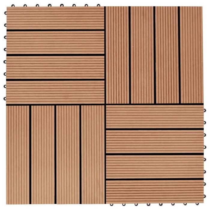VidaXL 11x Carreaux de Terrasse WPC Teck Dalle de Patio Plancher Jardin Balcon 45024