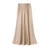 Elegant Satin Fishtail Midi Skirt - Women's High-Waist Silhouette for Summer