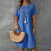 Women's Summer Casual Solid Color Round Neck Short Sleeve Mid-length Loose Dress