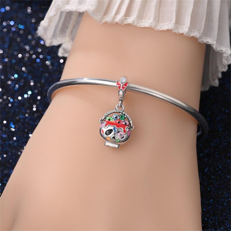 Halloween Party Copper Gothic Skeleton Candy Fruit Basket Pendant Beads Fit Charms Bracelet For Jewelry Making Women Gifts