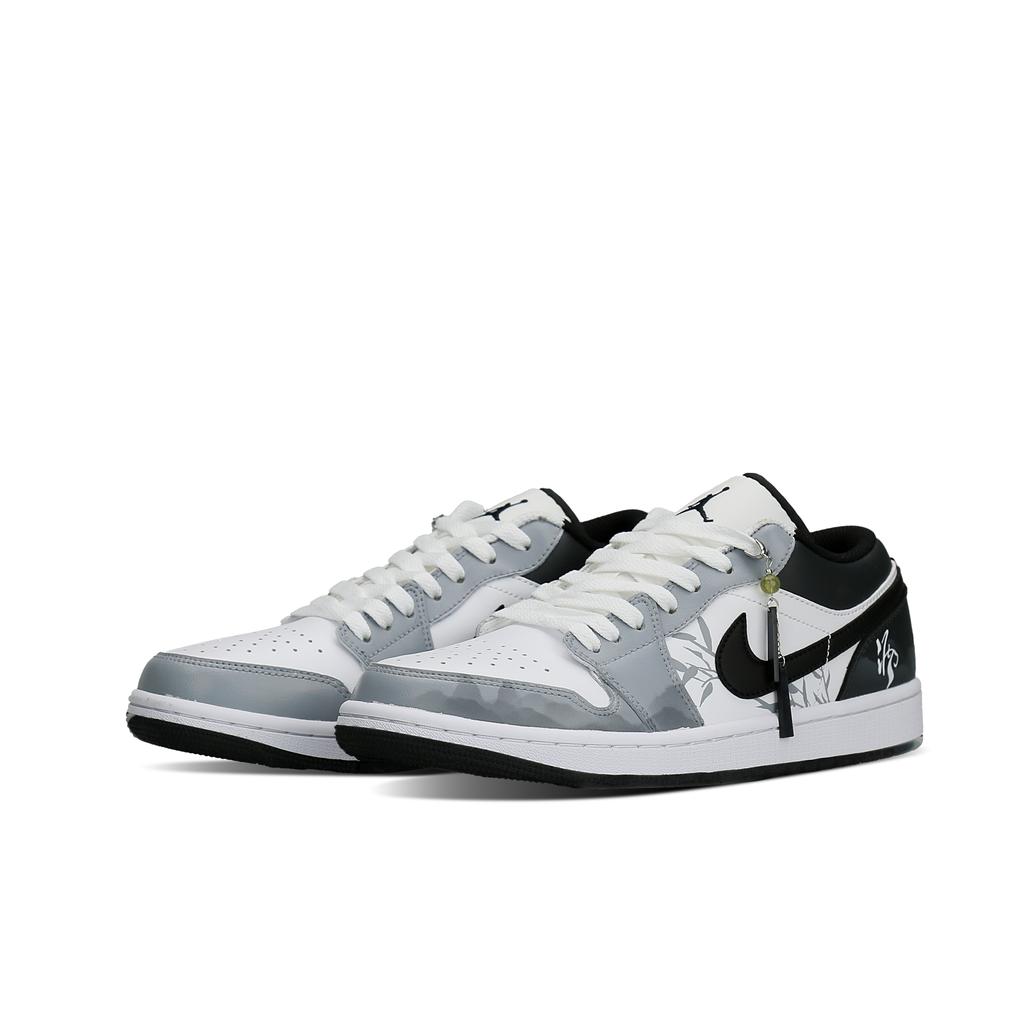 Jordan Air Jordan 1 Abrasion Resistant Low Top Skateboard Shoes Unisex Black White Gray 553558-132(Team577-)