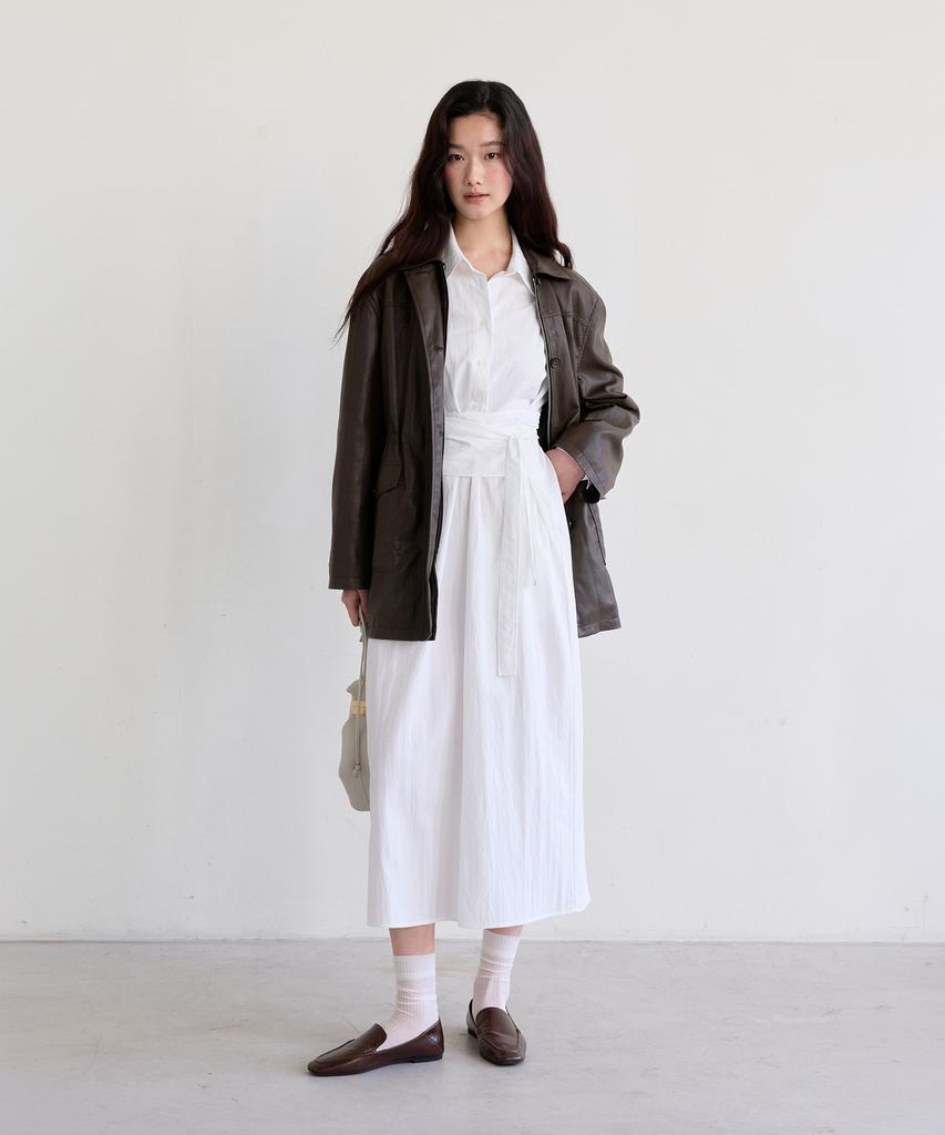 The Ello Feminine Wrap Tie Dress (Ivory)