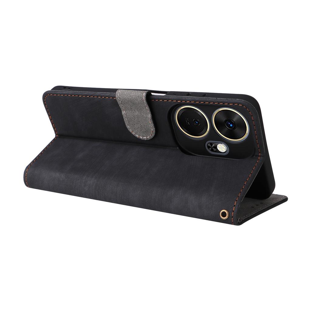 For Itel P55+ P663LN Case RFID Blocking Leather Purse Phone Cover with Wrist Strap